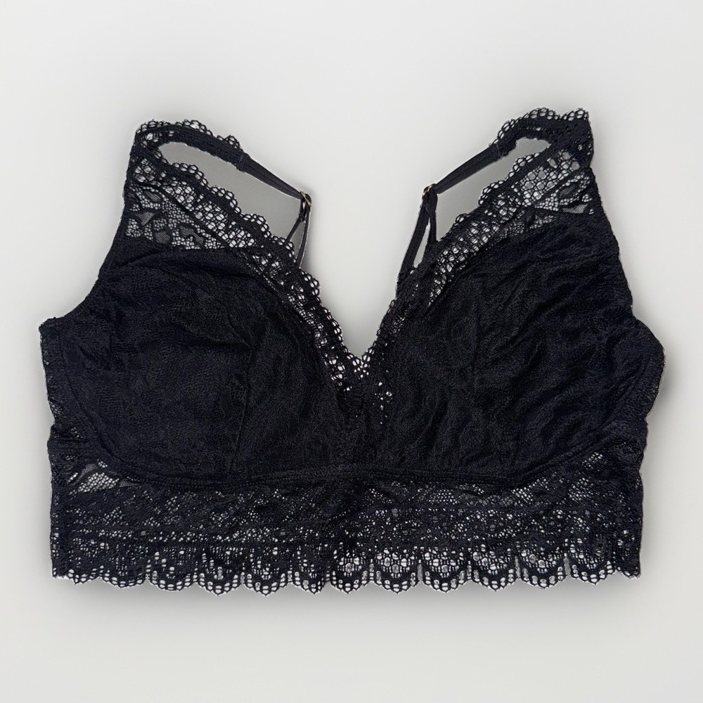 NWT Soma Embraceable Enchanting Lace Plunge Bralette XL Black Wireless Bra